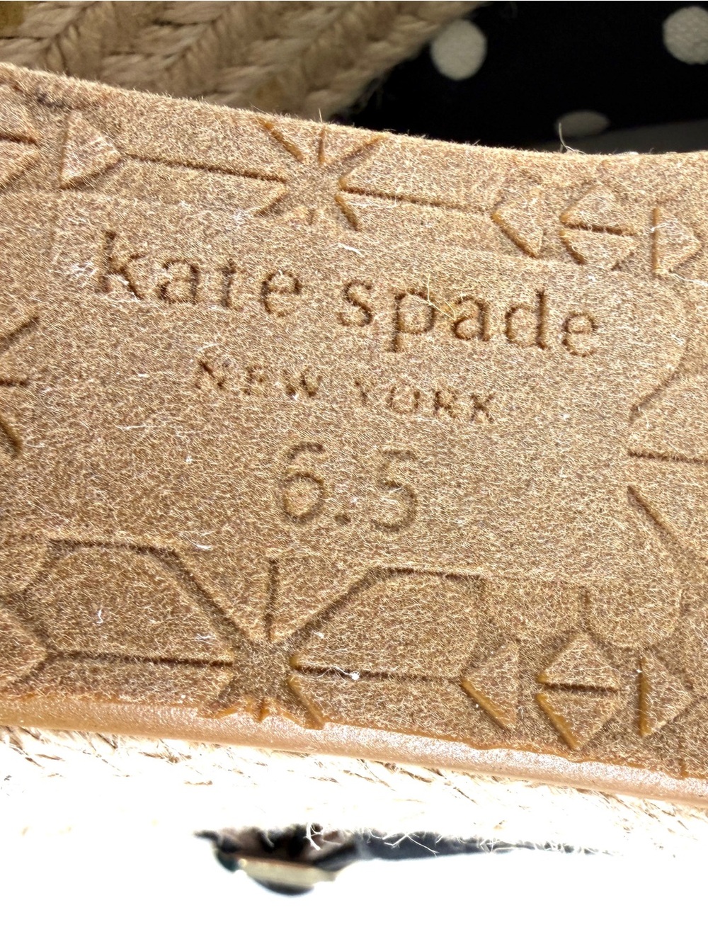 KATE SPADE Panama Women Size 6.5 Black White Polka Dot Espadrille Wedge Shoe - Picture 9 of 9